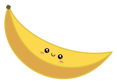 Sevimli muz, illüstrasyon, beyaz arka plan vektör.