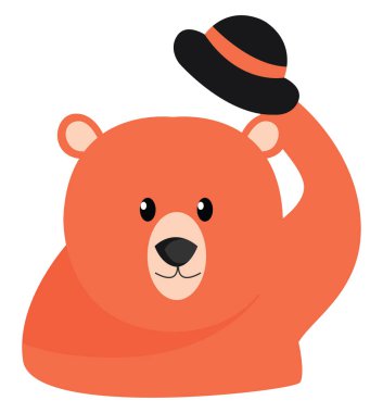 Beyaz arka plan üzerinde şapka, illüstrasyon, vektör ile ayı.