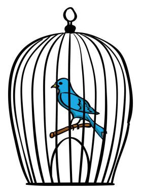 Kafesteki kuş, illüstrasyon, beyaz arka plan üzerinde vektör.