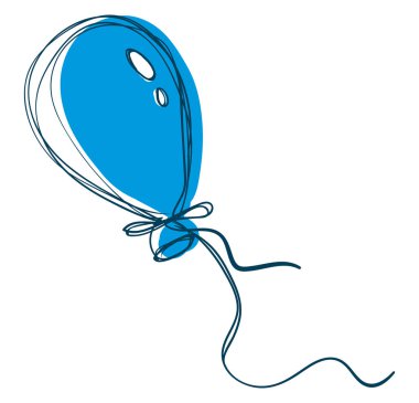 Mavi balon, illüstrasyon, beyaz arkaplanda vektör.