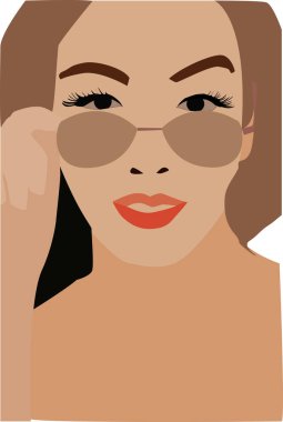 Gözlüklü kız, illüstrasyon, beyaz arkaplanda vektör.