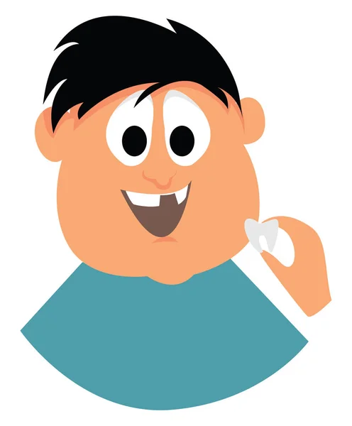 Boy at the dentist, illustration, vector on white background. — Stock Vector