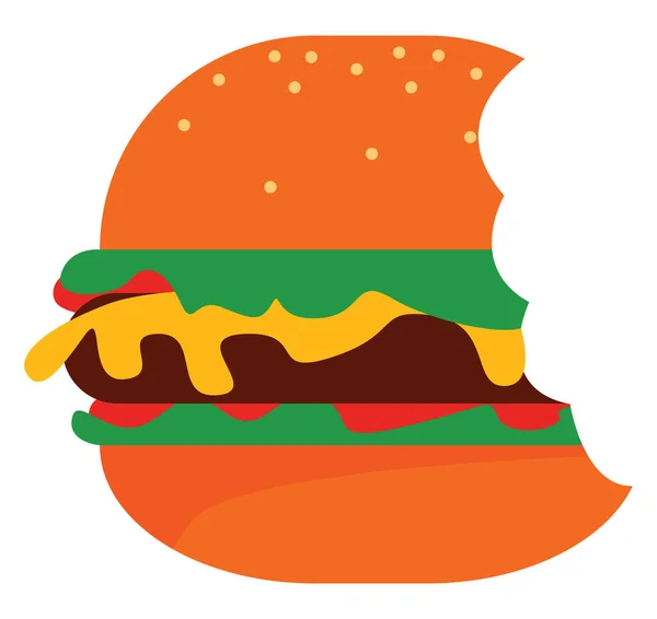 Burger mordu, illustration, vecteur sur fond blanc . — Image vectorielle