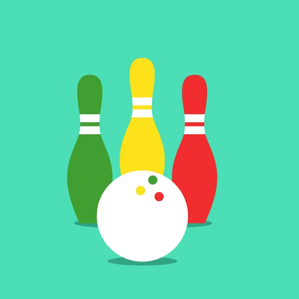 Boule de bowling avec broches, illustration, vecteur sur fond blanc — Image vectorielle