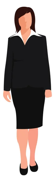 Donna in nero, illustrazione, vettore su sfondo bianco . — Vettoriale Stock