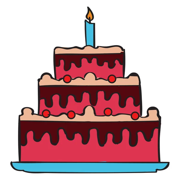 Big cake, illustratie, vector op witte achtergrond. — Stockvector