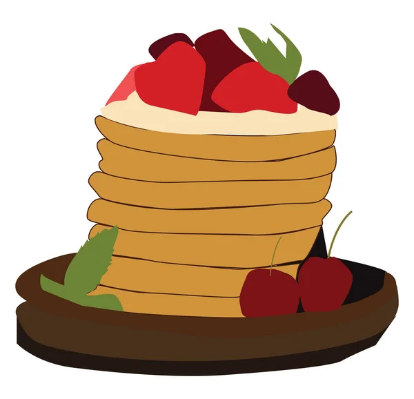 Strawberry cake, illustration, vector on white background. — Stock Vector