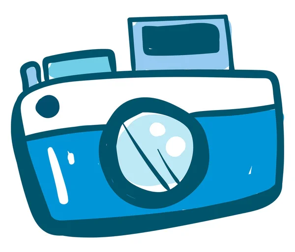 Blaue Kamera, Illustration, Vektor auf weißem Hintergrund. — Stockvektor