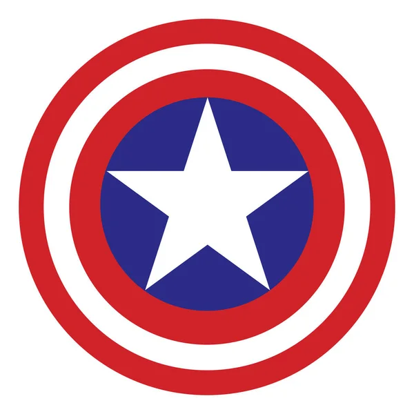 Escudo Capitán América, ilustración, vector sobre fondo blanco — Vector de stock