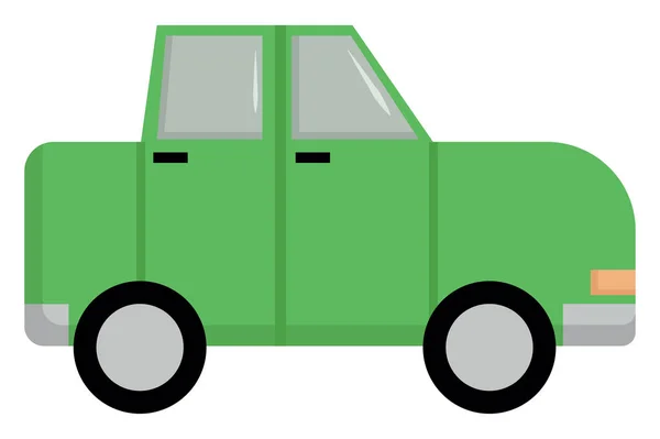 Groene auto, illustratie, vector op witte achtergrond. — Stockvector