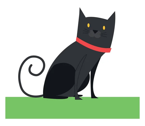 Gato sobre hierba, ilustración, vector sobre fondo blanco . — Vector de stock