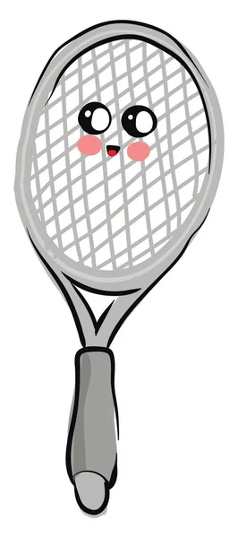 Sevimli tenis raket, illüstrasyon, beyaz arka plan vektör. — Stok Vektör