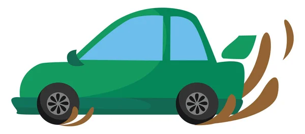 Groene auto, illustratie, vector op witte achtergrond. — Stockvector