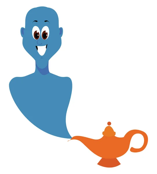 Genie aus Lampe, Illustration, Vektor auf weißem Hintergrund. — Stockvektor