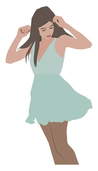 Chica en vestido, ilustración, vector sobre fondo blanco . — Archivo Imágenes Vectoriales