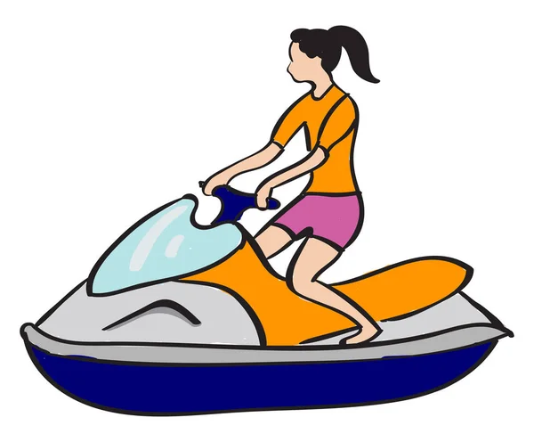 Chica en scooter, ilustración, vector sobre fondo blanco . — Archivo Imágenes Vectoriales
