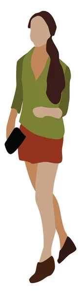 Dziewczyna w zielonej koszulce, ilustracja, wektor na białym tle. — Wektor stockowy