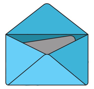 Mavi zarf, illüstrasyon, beyaz arkaplanda vektör.