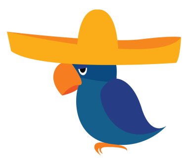 Şapkalı kuş, illüstrasyon, beyaz arka plan üzerinde vektör.