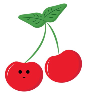 Kırmızı kiraz, illüstrasyon, beyaz arkaplanda vektör.