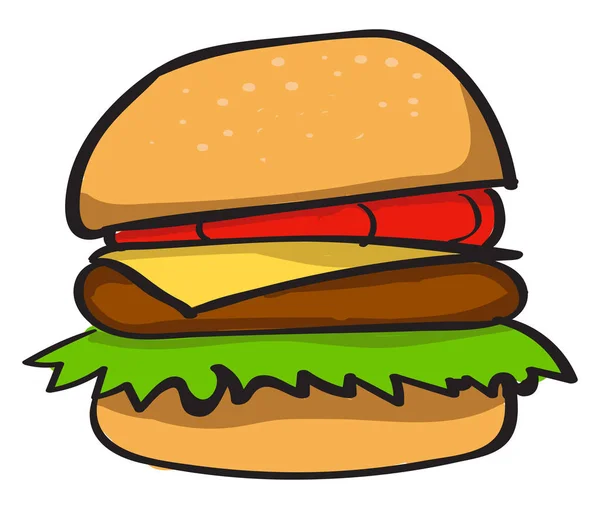 Hamburger, illustration, vecteur sur fond blanc . — Image vectorielle