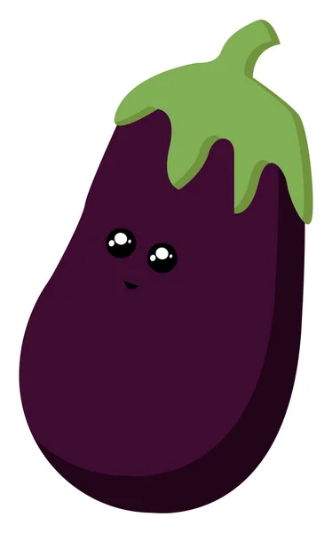 Aubergine heureuse, illustration, vecteur sur fond blanc . — Image vectorielle