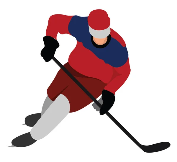 Hockey spelare, illustration, vektor på vit bakgrund. — Stock vektor