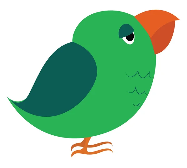 Loro verde, ilustración, vector sobre fondo blanco. — Vector de stock