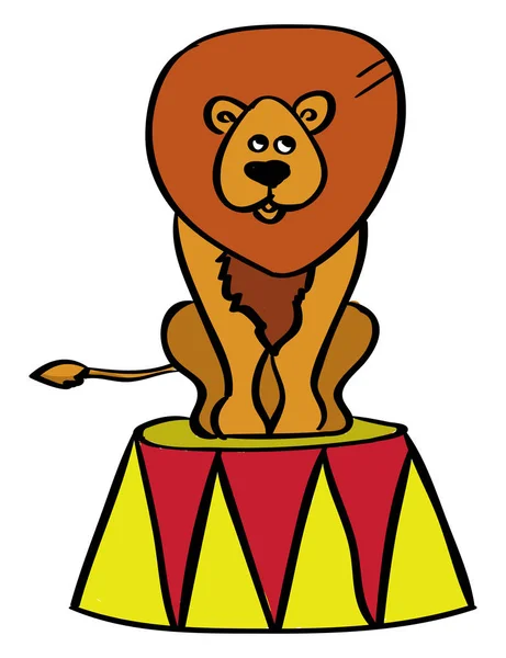 Lejon i cirkus, illustration, vektor på vit bakgrund. — Stock vektor