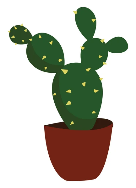 Pequeño cactus en maceta, ilustración, vector sobre fondo blanco . — Vector de stock