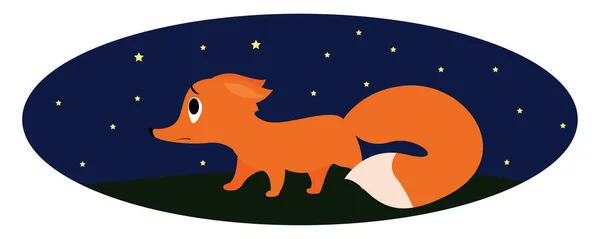 Lonely fox, illustration, vector on white background. — Stock Vector
