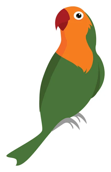 Papagaio verde, ilustração, vetor sobre fundo branco. — Vetor de Stock