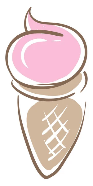 Розовое мороженое, иллюстрация, вектор на белом фоне. — стоковый вектор