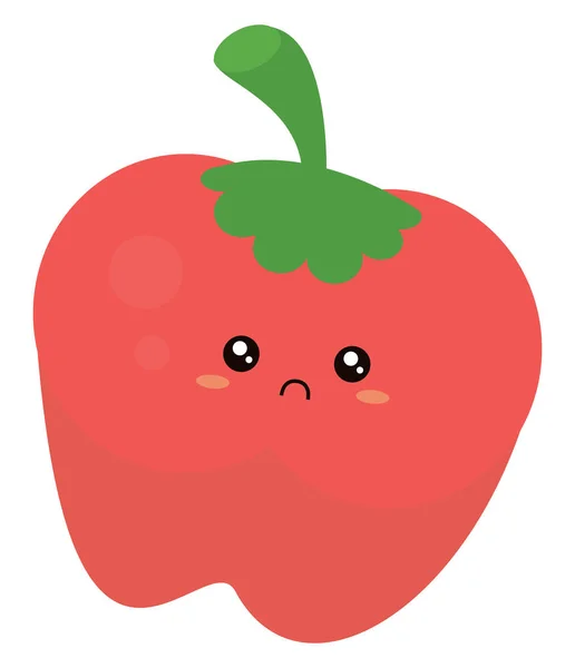Sad apple, illustration, vector on white background. — Stock Vector