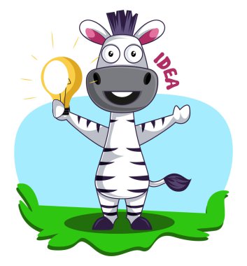 Beyaz arka plan üzerinde fikir, illüstrasyon, vektör ile Zebra.