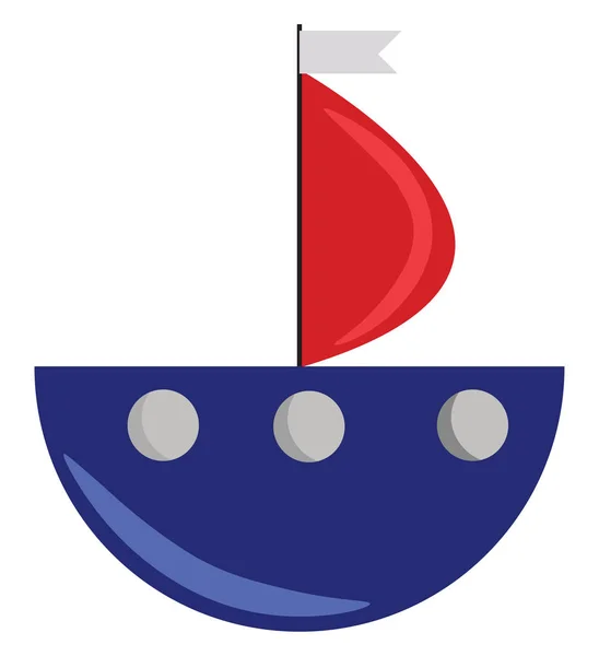 Blauw schip, illustratie, vector op witte achtergrond. — Stockvector