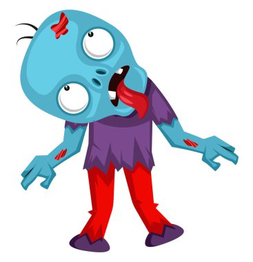 Ölü zombi, illüstrasyon, beyaz arka plan vektör.