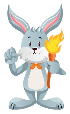 Meşale, illüstrasyon, beyaz arka plan üzerinde vektör ile Bunny.