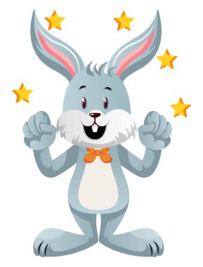 Yıldız, illüstrasyon, beyaz arka plan üzerinde vektör ile Bunny.