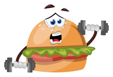 Ağırlıkları, illüstrasyon, beyaz arka plan üzerinde vektör burger.