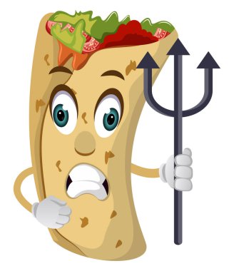 Mızrak, illüstrasyon, beyaz arka plan üzerinde vektör ile Burrito.