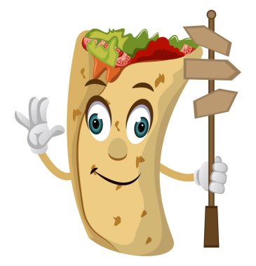 Yol işareti, illüstrasyon, beyaz arka plan üzerinde vektör ile Burrito