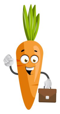 Bavullu havuç, illüstrasyon, beyaz arka plan üzerine vektör.