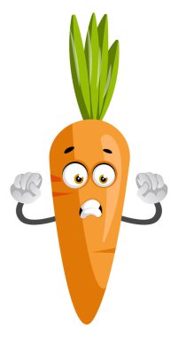 Beyaz arka planda korkmuş havuç, illüstrasyon, vektör.