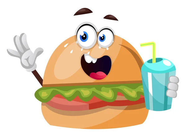 Hamburguesa con agua, ilustración, vector sobre fondo blanco . — Archivo Imágenes Vectoriales