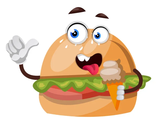 Hamburguesa con helado, ilustración, vector sobre fondo blanco . — Vector de stock