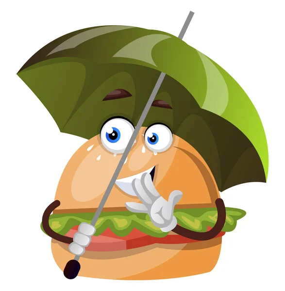 带雨伞的汉堡，插图，白色背景上的矢量. — 图库矢量图片