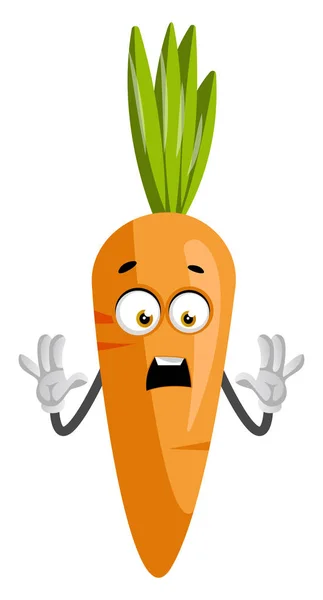 Scared carrot, illustration, vector on white background. — Stock Vector