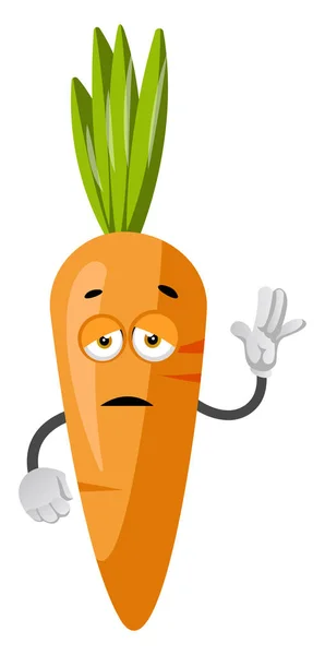 Tired carrot, illustration, vector on white background. — Stock Vector