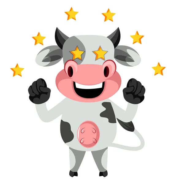 Cow with stars, illustration, vector on white background. — Stock Vector